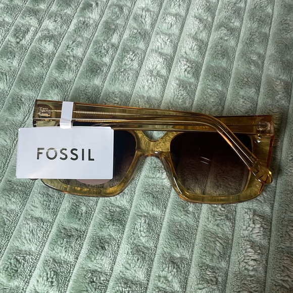 FOSSIL 50mm Transparent Gold Modified Cat 🐈⬛ Eye Sunglasses 🕶️ - NWT - Picture 3 of 3